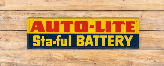 Auto-Lite Sta-ful Battery Single Sided Self Framed Metal Sign TAC 8.5