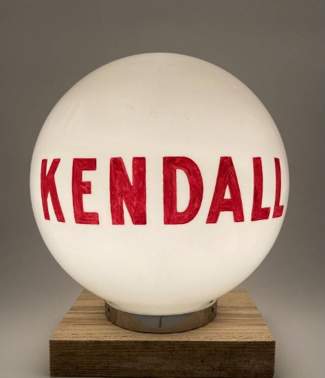Circa 1920's Kendall One Piece Etched Sphere Gas Pump Globe "Penna Gas"