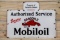 Authorized Service Mobiloil w/ Gargoyle Single Sided Porcelain Diecut Sign TAC 8.75