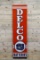 1954 Delco Batteries w/ Six Volt Battery Single Sided Tin Vertical Metal Sign TAC 8.9