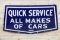 Ford Quick Service All Makes of Cars Single Sided Porcelain Diecut Sign TAC 8.75