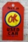 Chevrolet This Is An OK Used Car Large Tag Single Sided Porcelain Diecut Sign TAC 6.5