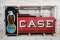 Case w/ Ole Abe Sitting On The World Logo Single Sided Porcelain Diecut Neon Sign TAC 7