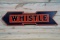 Whistle Left Facing Single Sided Tin Embossed Metal Arrow Sign TAC 8