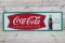 Coke w/ Fish Tail Logo & Bottle Single Sided Tin Self Framed Metal Sign TAC 8