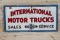 International Motor Trucks Sales & Service w/ Logo Double Sided Porcelain Sign TAC 7.5 & 6.5