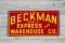 Beckman Express & Warehouse Co Single Sided Porcelain Sign TAC 9