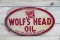 Wolf's Head Oil w/ Logo Double Sided Tin Oval Metal Sign TAC 7.5 & 5