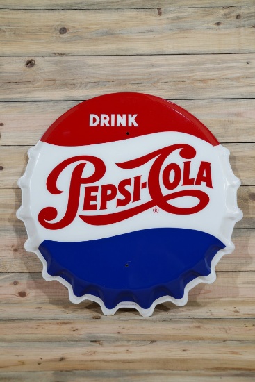 Drink Pepsi Cola Single Sided Tin Embossed Metal Bottle Cap Sign TAC 9+