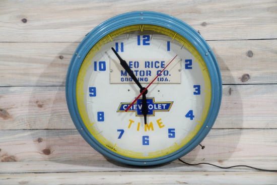 21" Chevrolet Time Neon Clock from Gooding Ida