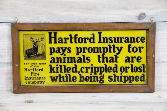 Hartford Insurance Single Sided Tin Embossed Metal Sign & Frame TAC 8