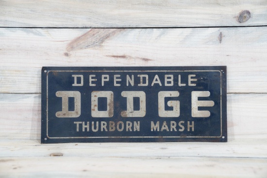 Dependable Dodge Thurborn Marsh Single Sided Tin Dealership Metal Sign TAC 6.5