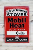 Mobil Heat Cash & Carry w/ Logo Single Sided Tin Metal Sign TAC 7.9