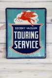 Socony-Vacuum Touring Service w/ Pegasus Single Sided Tin Embossed Metal Sign TAC 7.25