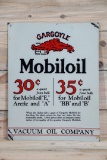 Mobiloil w/ Gargoyle 30¢-35¢ Single Sided Tin Embossed Metal Sign TAC 8.5