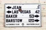Southern California AAA Las Vegas Single Sided Porcelain Road Sign TAC 8.25