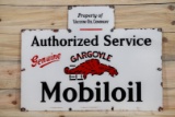 Authorized Service Mobiloil w/ Gargoyle Single Sided Porcelain Diecut Sign TAC 8.75