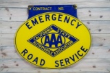 California AAA Emergency Road Service Double Sided Porcelain Diecut Sign TAC 9