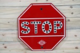 California AAA Glass Jeweled Cat's Eyes SST Metal Stop Sign TAC 8