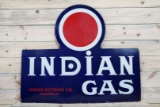 Indian Gas w/ Red Dot Logo Single Sided Porcelain Diecut Sign TAC 8.25