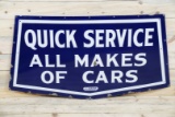 Ford Quick Service All Makes of Cars Single Sided Porcelain Diecut Sign TAC 8.75