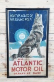 Atlantic Motor Oil Wolf Framed Canvas Banner Sign