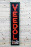 6' Veedol Motor Oils Single Sided Tin Embossed Metal Vertical Sign TAC 7.5