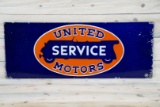 United Motors Service w/ Logo Double Sided Porcelain Sign TAC 7.5 & 7