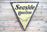 Seaside Gasoline w/ Logo Double Sided Porcelain Diecut Sign TAC 7.5