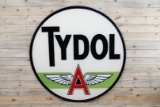 6' Tydol w/ Flying A Logo & Green Stripe Double Sided Porcelain ID Sign TAC 8.9 & 8.75