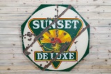 Rare 5' Sunset Deluxe Double Sided Porcelain Diecut Identification Sign TAC 5