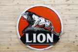 5' Lion w/ Rock Logo Double Sided Porcelain Sign TAC 7.75 & 7