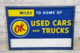 Chevrolet Miles To Home Of Used Cars & Truck Single Sided Tin Wood Framed Metal Sign TAC 8