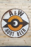 5' A&W Root Beer w/ Logo Single Sided Tin Self Framed Metal Sign TAC 5