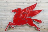 Rare 2 Piece Mobil Pegasus Cookie Cutter Single Sided Porcelain Sign TAC 6.5