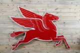 1955 4 Piece Mobil Pegasus Cookie Cutter Single Sided Porcelain Sign TAC 8.9