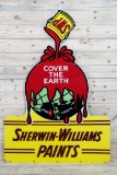 Sherwin-Williams Paints w/ Cover The Earth Logo Double Sided Porcelain Sign TAC 9.5 & 9