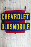 Large Chevrolet Oldsmobile Shield Shaped Metal Dealership Reproduction Sign