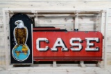 Case w/ Ole Abe Sitting On The World Logo Single Sided Porcelain Diecut Neon Sign TAC 7