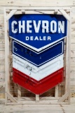 Chevron Dealer Single Sided Porcelain 2 Piece Diecut Rolled Edge Neon Sign TAC 8.25