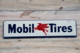Mobil Tires Pegasus Single Sided Tin w/ Bottom Flange Metal Rack Sign TAC 7.5