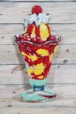 Coke Strawberry Sundae Single Sided Tin Embossed Metal Sign TAC 8.25