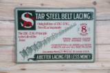 Star Steel Belt Lacing w/ Logo Single Sided Tin Embossed Metal Sign TAC 8.9