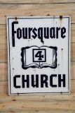 Foursquare Church Double Sided Porcelain Sign TAC 7