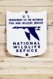 National Wildlife Refuge Single Sided Porcelain Shield Shaped Sign TAC 9.5