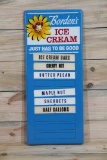 Borden's Ice Cream w/ Logo Single Sided Tin Embossed Metal Menu Sign TAC 8
