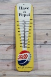 1957 Have A Pepsi Bottle Cap Logo Metal Thermometer TAC 8