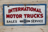 International Motor Trucks Sales & Service w/ Logo Double Sided Porcelain Sign TAC 7.5 & 6.5