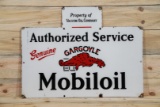 Gargoyle Mobiloil Authorized Service  Single Sided Porcelain Diecut Sign TAC 8.5