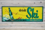 Drink Ski w/ Skiing Bottle Logo Single Sided Tin Sign TAC 7.5
